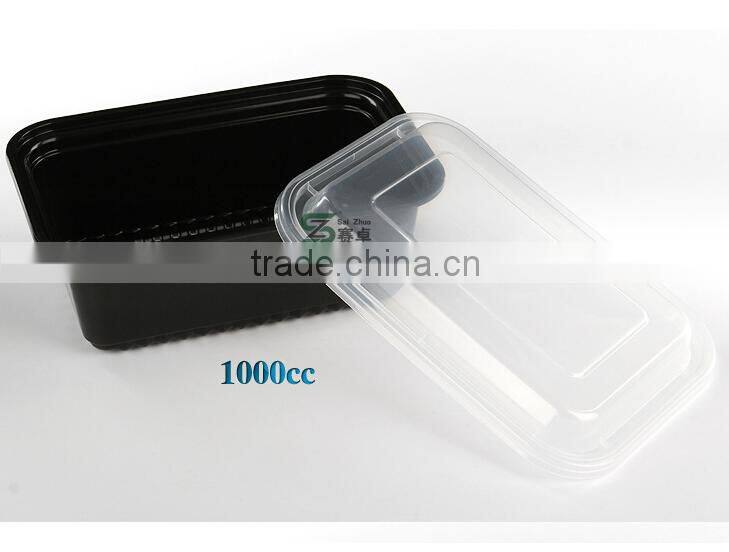 700ml black plastic food container/take out lunch container/takeaway bento box /storage container/ disposable lunch box