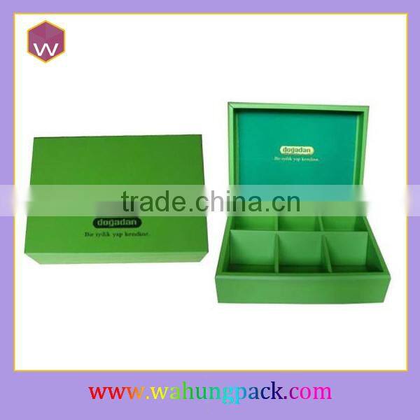 Custom White Wooden Tea Bag Packaging Box With 9 Compartments