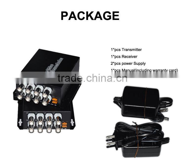 high quality transmitter receiver 8 channel coaxial video transmitter and fiber optic video transceiver