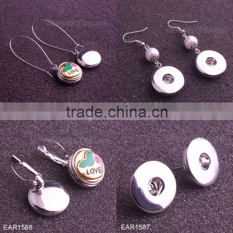 Copper base dangle DIY rhinestone button earring
