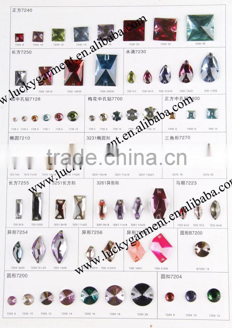 LUCKY highest quality flat back sew-on acrylic stone acryl strass