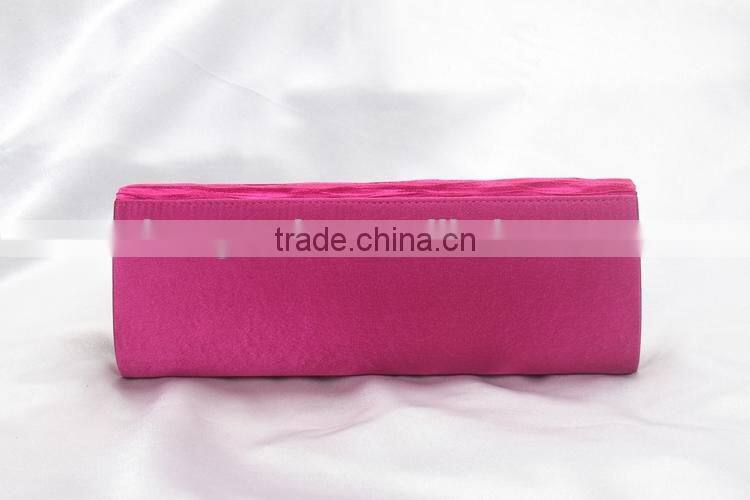 ladies simple style rhinestone handbag ruffled party satin bag