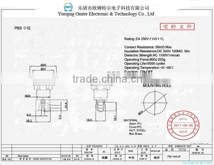 PBS illuminated switches push button