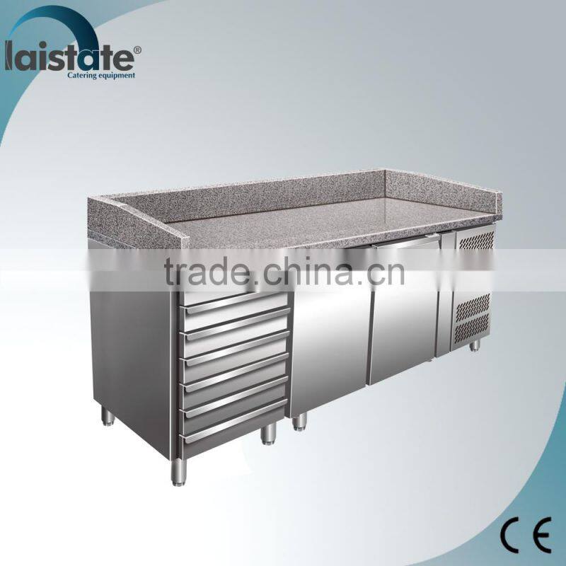 2 Doors Stainless Steel Pizza Counter With Marble Top
