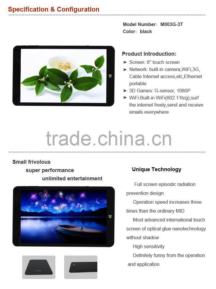 2015 Best Selling 8" Tablet Pc With Bluetooth,GPS,FM,Camera,G-sensor,Capacitive Screen