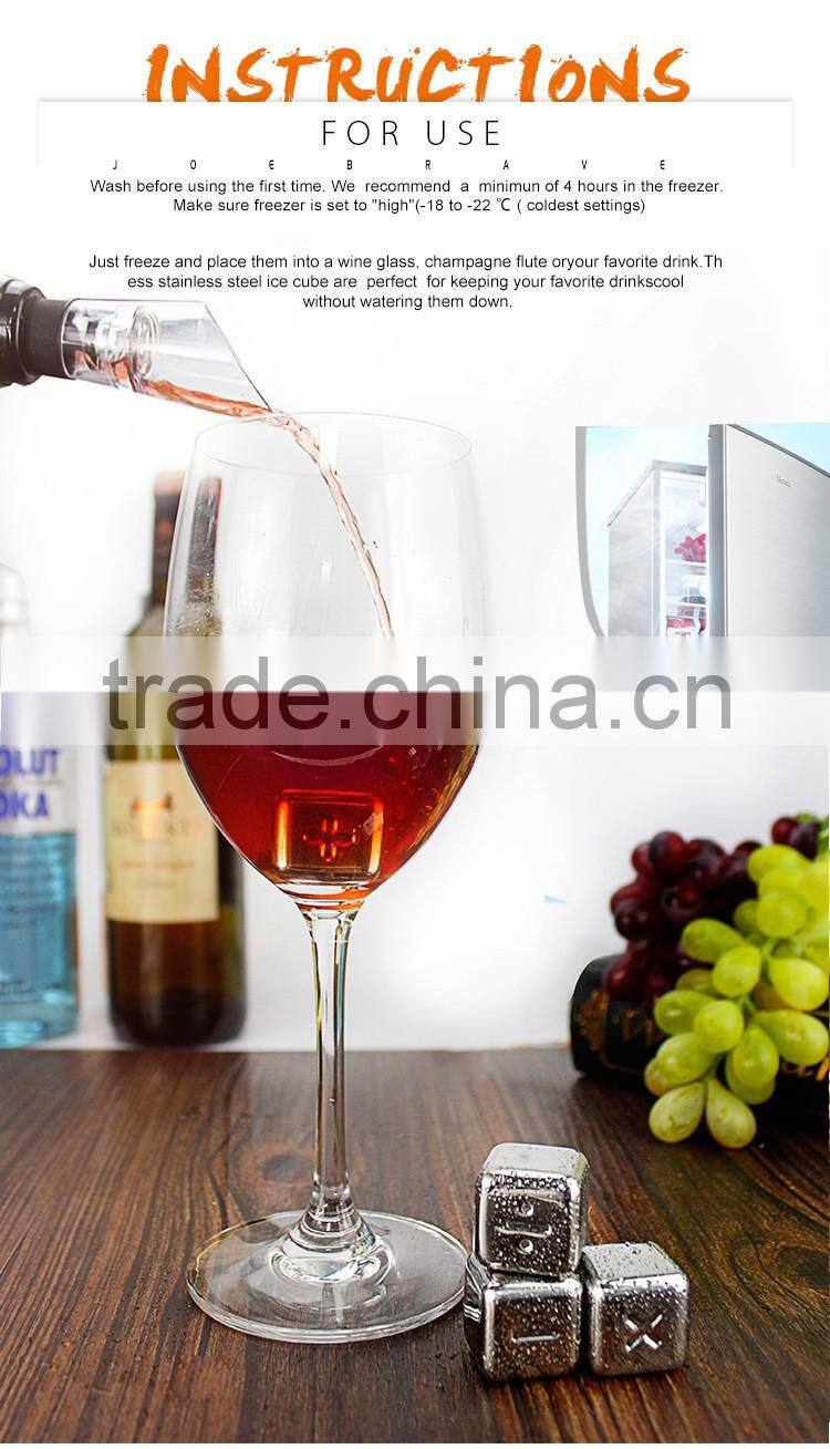 Brand new design reusable stainless steel ice cube, ice whiskey stone, with notation logo