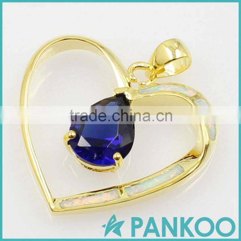 wholesale fashion series of water on the heart blue Opal sterling silver unisex necklace pendant