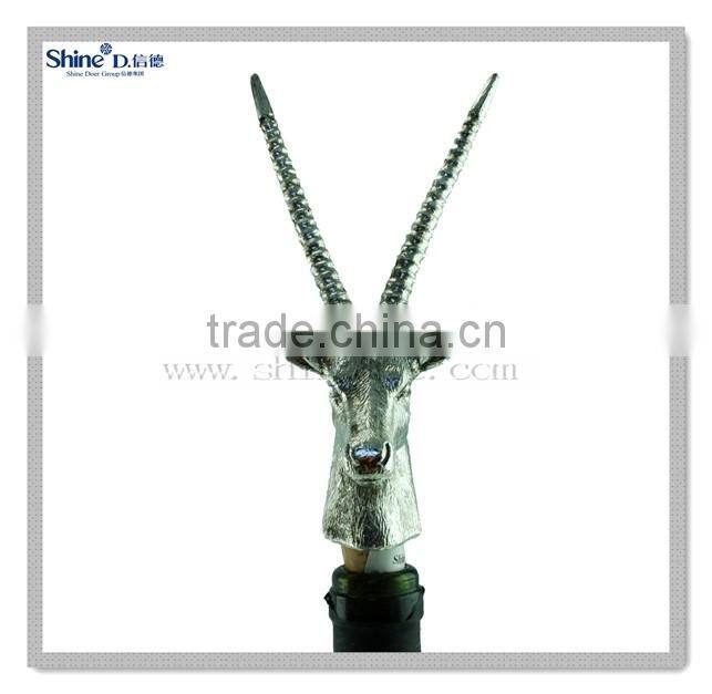 novelty lighted silver deer head wine bottle stopper with custom cork for business gift home decoration