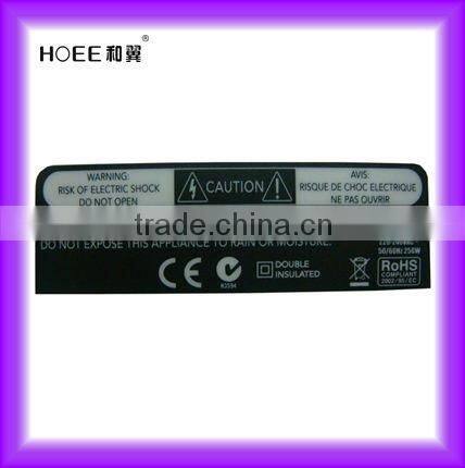 silk printed label on Polyester /Polycarbonate material