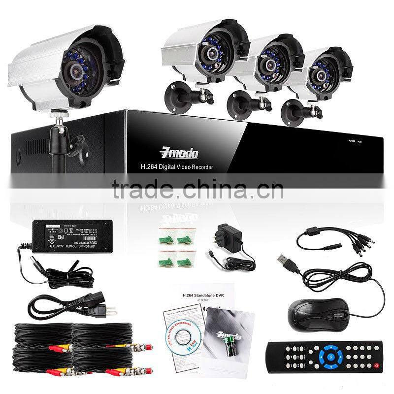 Zmodo 4CH Full D1 DVR Waterproof 600TVL Camera Kit