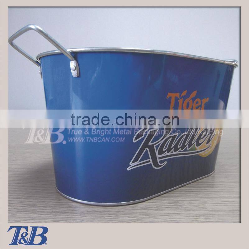 large metal ice bucket with fixed handle