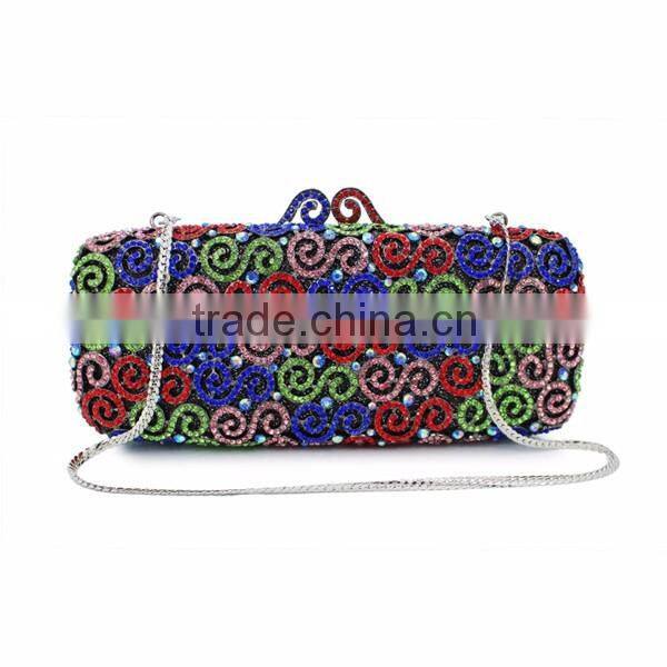 colorful crystal hard case clutch bag rhinestone crystal clutch bag (8740A-C)