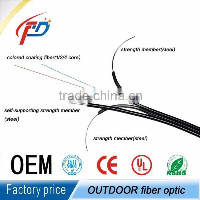 1 2 4 cores FTTH outdoor FRP LSZH sheath self-supporting finished drop cable