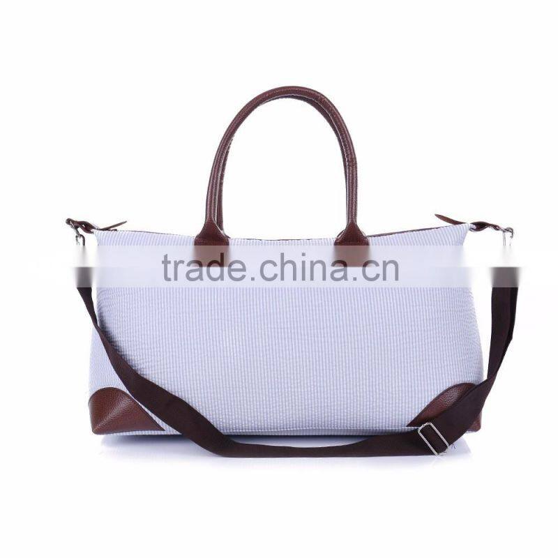 Monogrammable Prep Stripe seersucker weekend bag