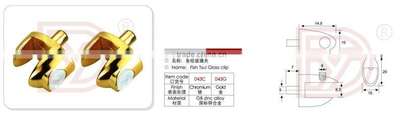 Fish mouth shape glass clamp for 8mm thick glass
