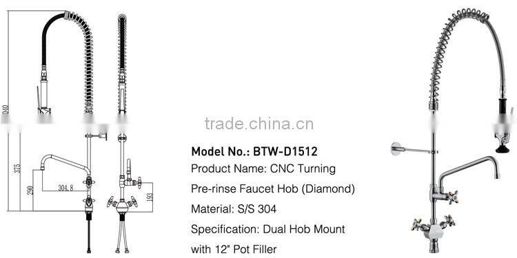 China wholesale custom 304 stainless steel industrial wall mount kitchen commercial faucet