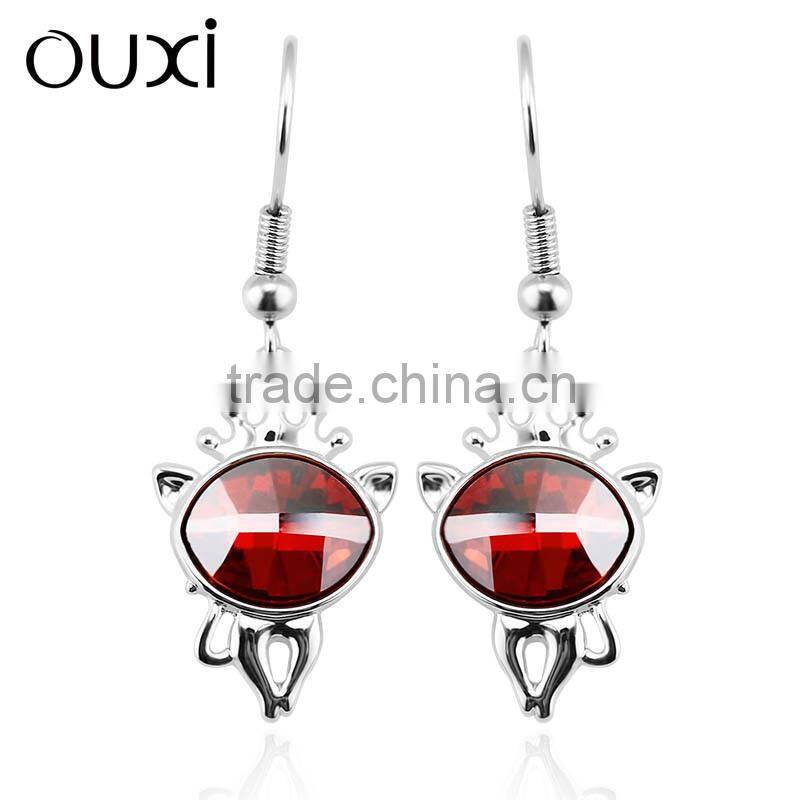 OUXI Factory direct price women's fashionable nickel free earring &ouxi jewelry made with Austria Crystal jewerly