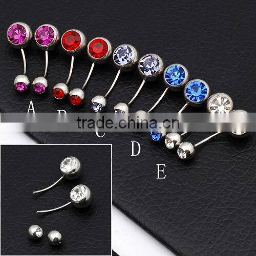 Fashion Stainless Steel Colorful Crystal Body Piercing Jewelry