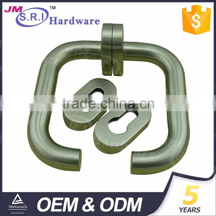 Modern simple stainless steel tube door handle with oval escutcheon