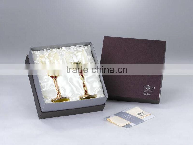 RORO Auspice dragon and phoenix enamel crystal glass red wine glass