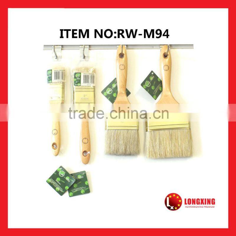 Factory Supply high quality White or black pig bristle wall cleaning paint brushes, decorative wooden brushes hand tools