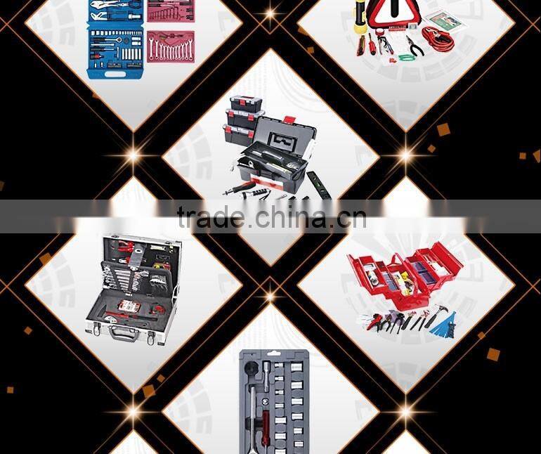 2016 new hand tool sets 6'' slip jonint plier mini hack saw 6'' adjustable wrench fasteners bits