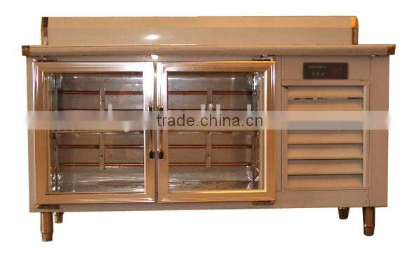 stainless steel refrigerated counter display with 2 glass doors