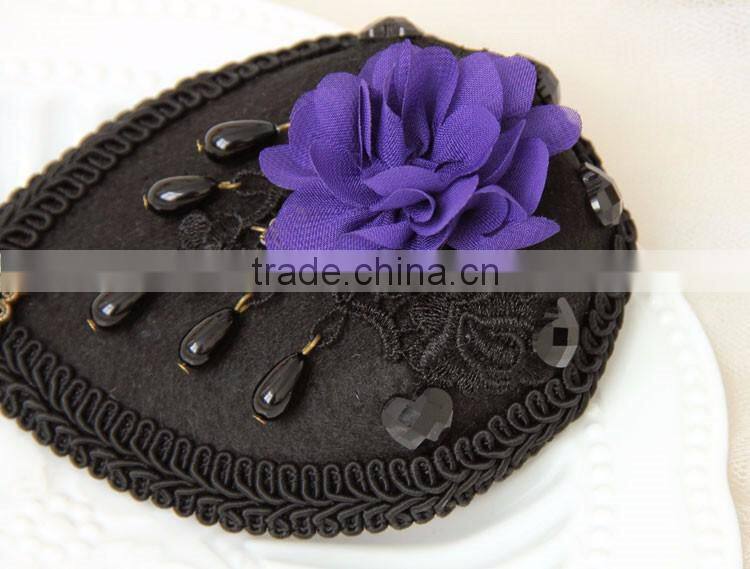 MYLOVE dark purple flower mini top hat lady party hair accessory