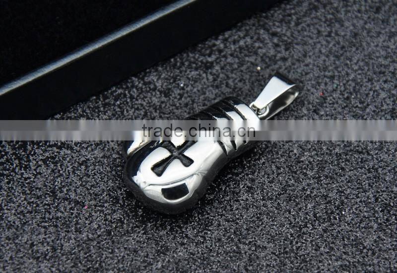 316l stainless steel pendant necklace high polished Boxing gloves necklace enamel black cross charm necklace