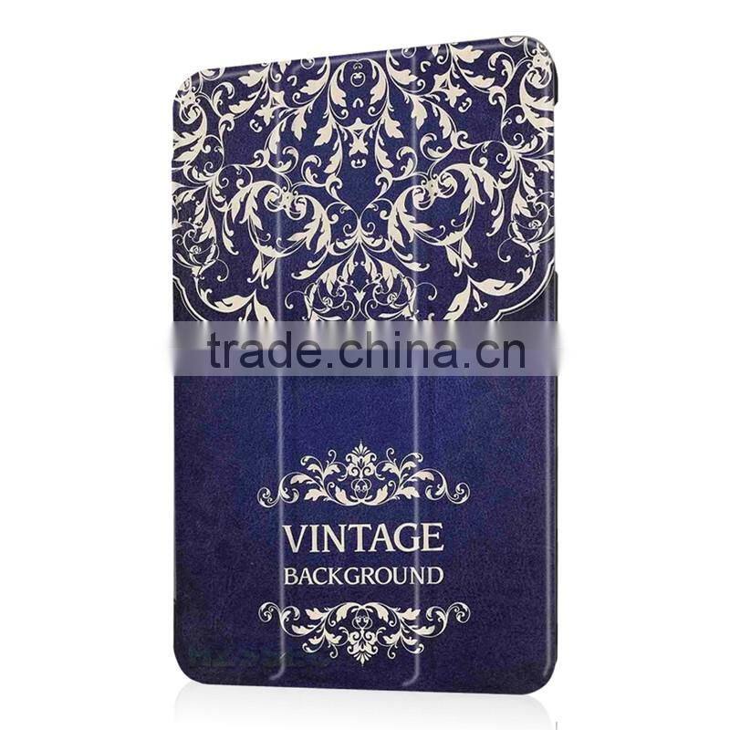 High quality hard PU leather material multi pattern case stand tablet case for Samsung Tab E 8.0