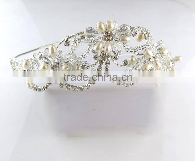 Trendy America style flower pearl lady crown