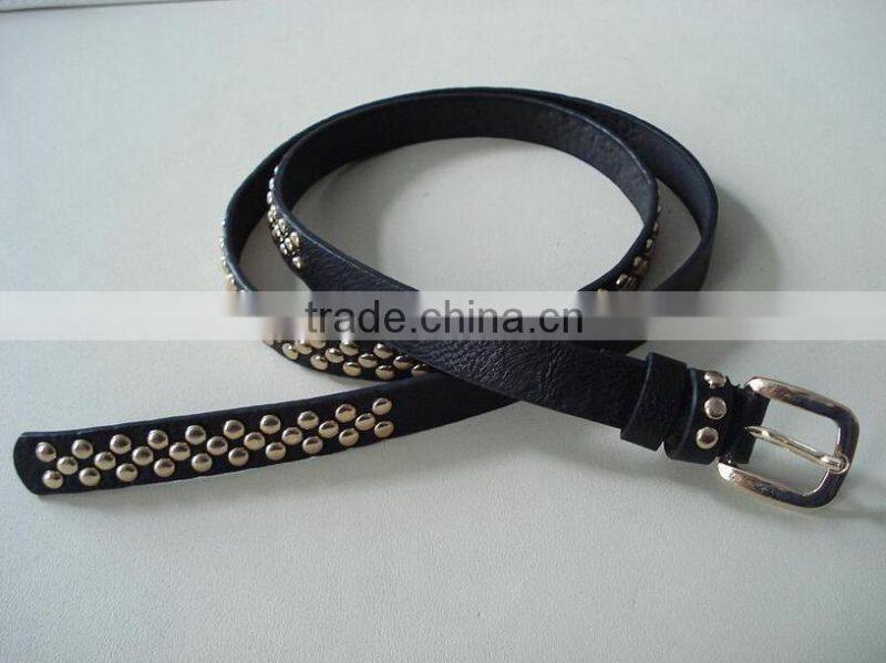 NEW FASHION WAIST BELTS WOMENS LADIES CLASSIC LEATHER BEADED METAL BUCKLE THIN WAIST BELT