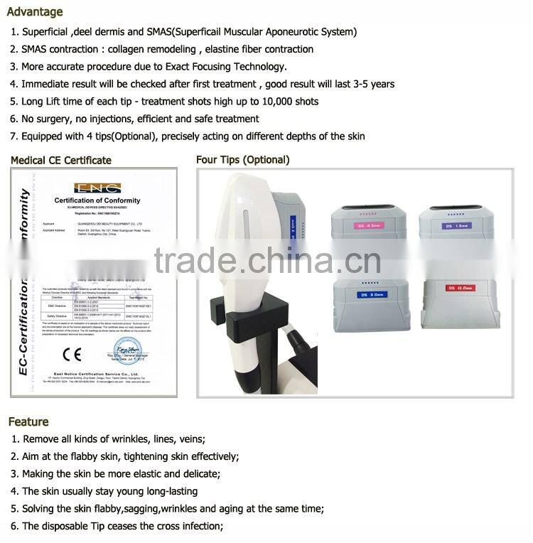 Medical CE Approved top quality 4 tips face lifting hifu korea OD-H6