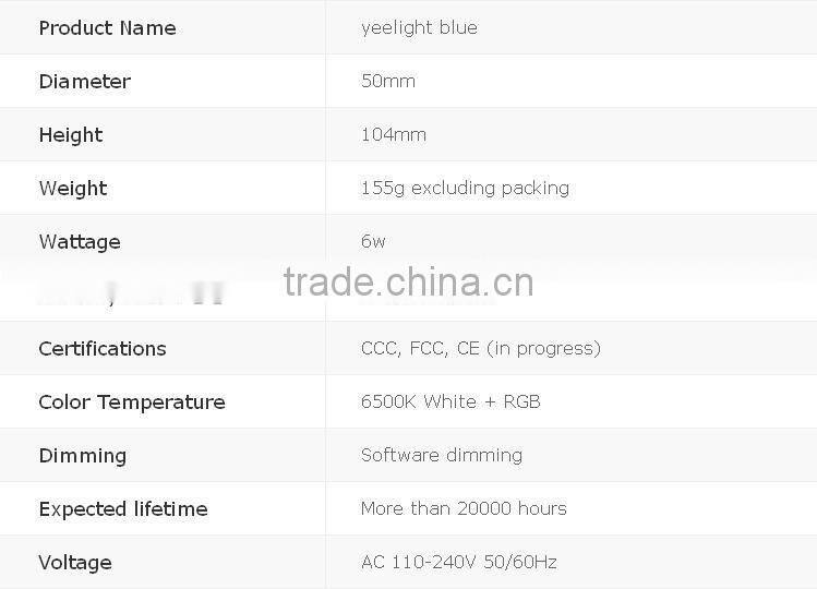 Yeelight Blue II 6W E27 Bluetooth 4.0 LED Bulb, RGB+white light remote controlled by iPhone and android phone, smart home lamp