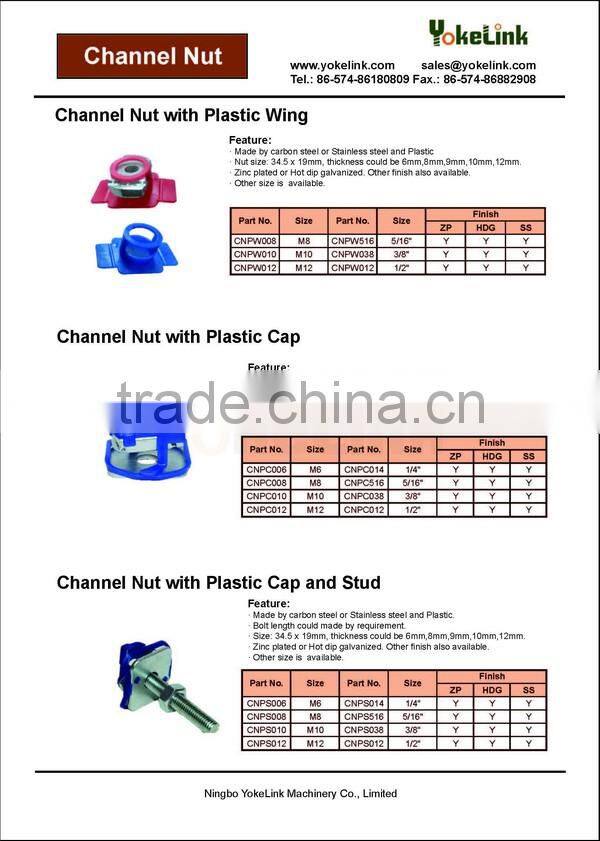 Carbon Steel Hot Dip Galvanized Channel Nut with Plastic Cap