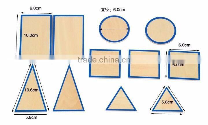 Wooden educational baby toy Montessori Geometric Solids with Stands Bases and Box