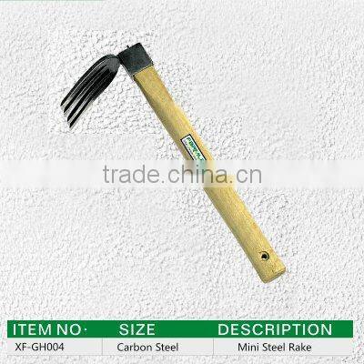 carbon steel leaf grabber rake with wooden handle farming rake
