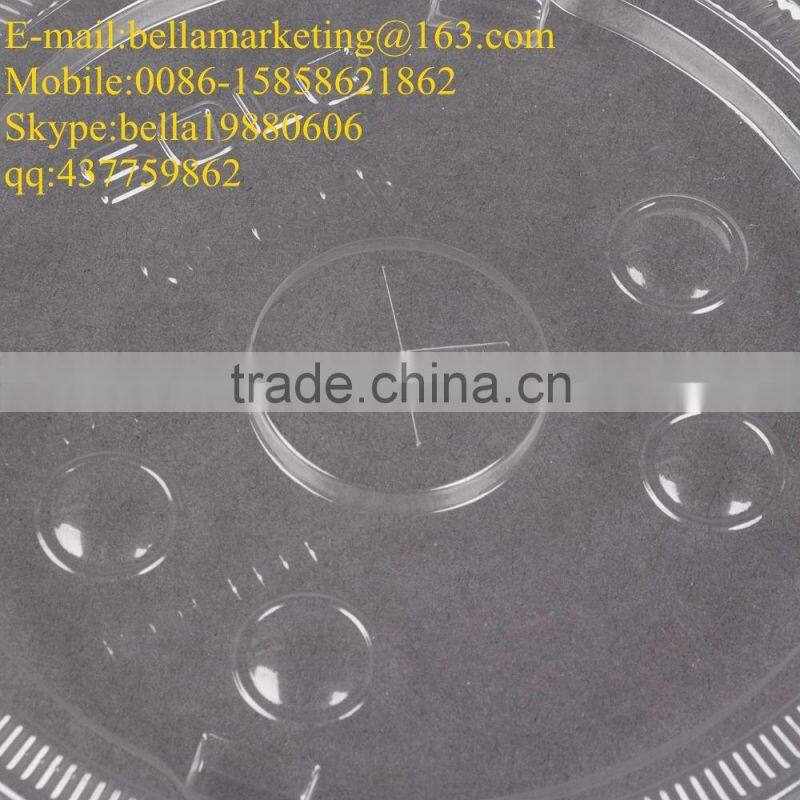 Disposable Flat Plastic Cup Lid with Straw Slot and Identification Buttons