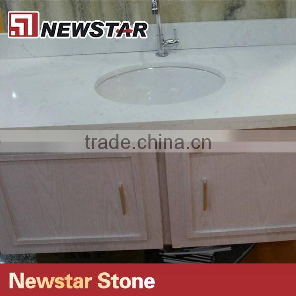 Newstar China Solid surface quartz prefab double sink vanity top
