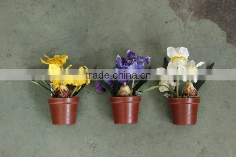 New design indoor decoration silk flowers iris bonsai mini artificial flowers