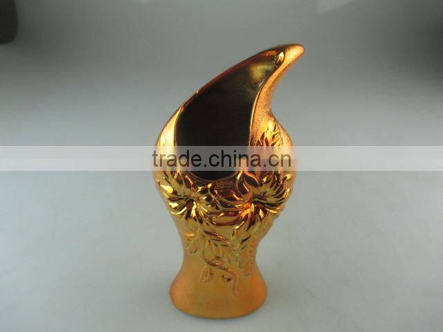 golden color vase,mordern design ceramic vase,porcelain vase,embossment