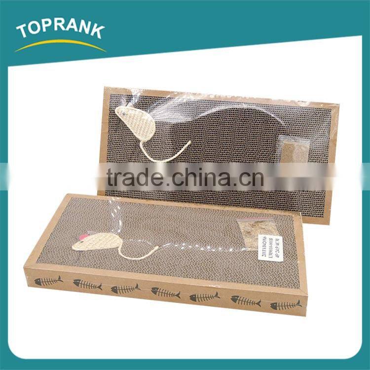 New design rope mouse printed corrugated cardboard cat scratch pad
