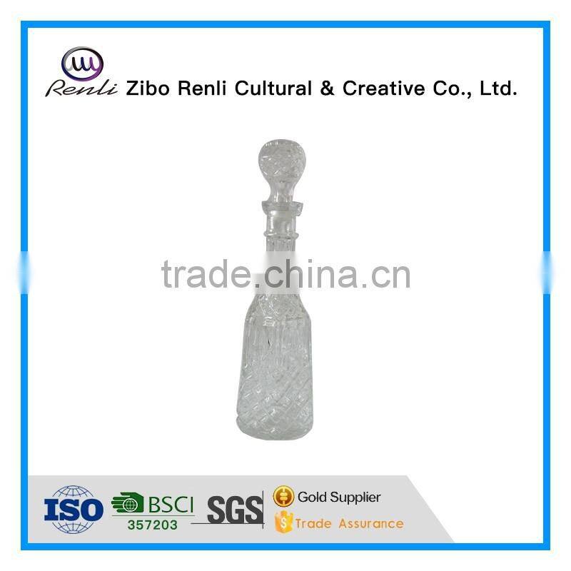 New Custom 750ml Unique Shaped Clear Glass Wine Bottle with cork