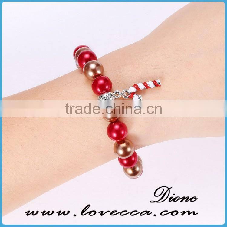 Promotion christmas gifts imitation pearls christmas beads bracelet