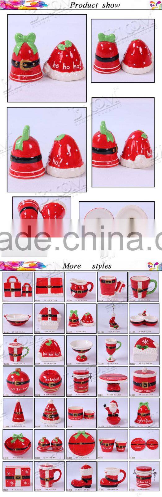 Christmas bell desgin ceramic salt pepper shaker