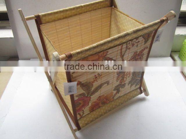 Foldable non-woven with wooden holder storage box