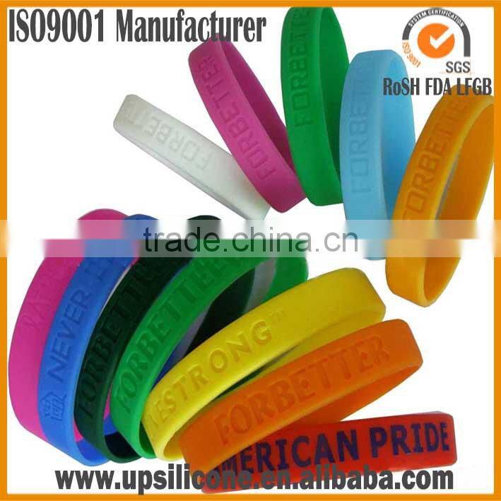 china supplier high quality custom silicon wristband debossed