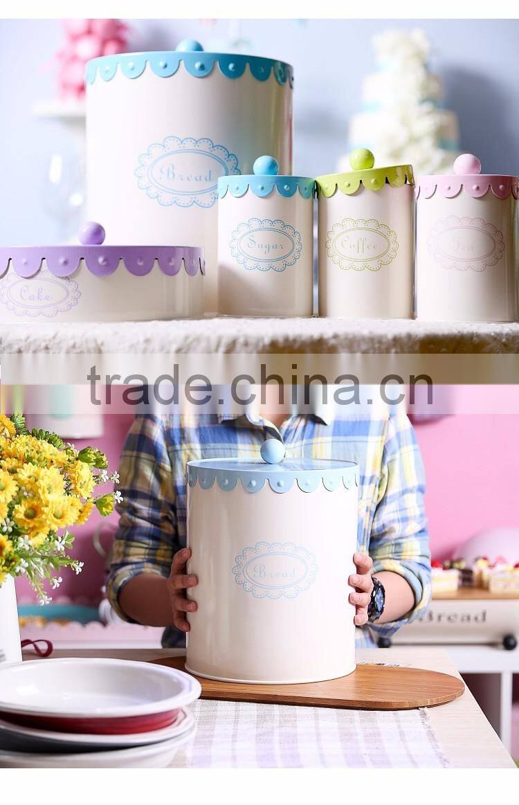 New Stylish Airtight Metal Tin Tea Coffee Sugar Canister Storage Bin with Flower Lid