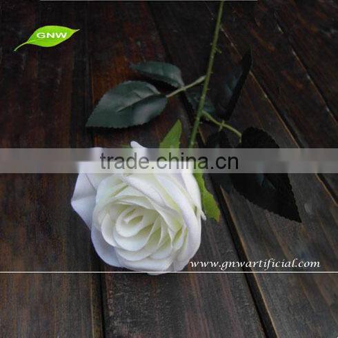 GNW FLS09 Artificial Flowers Wholesale White Color Real Touch Silk Flower Rose Party Decoration