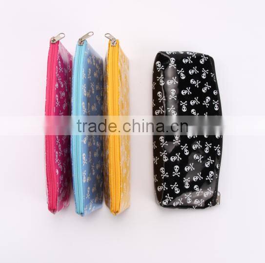 Chic Pencil Case with Skull, Novelty Pencil bag with Skull Printing, Candy Color Pencil Bag with Skull Printing